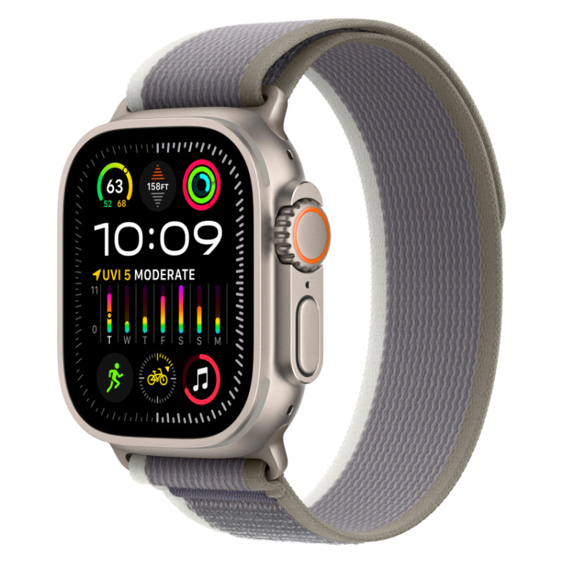 Watch Ultra 2023 GPS + Cellular, 49 мм корпус из титана, ремешок Trail зеленого/серого цвета