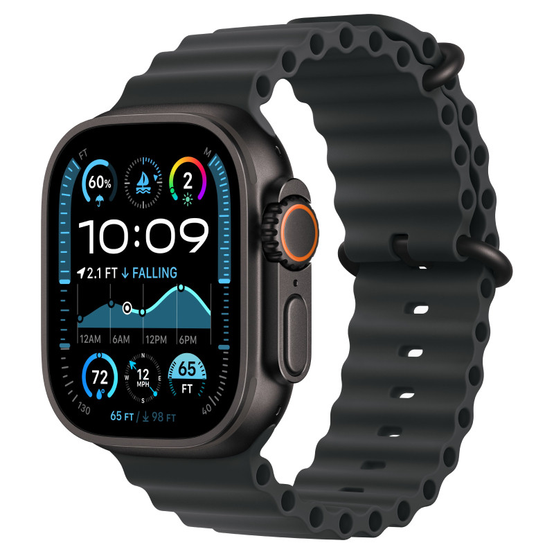 Watch Ultra 2024 GPS + Cellular, 49 мм корпус из титана цвета Черный титан, ремешок Ocean черного цвета