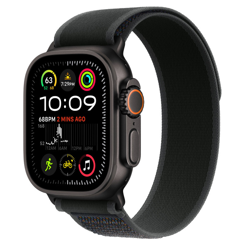 Watch Ultra 2024 GPS + Cellular, 49 мм корпус из титана цвета Черный титан, ремешок Trail черного цвета