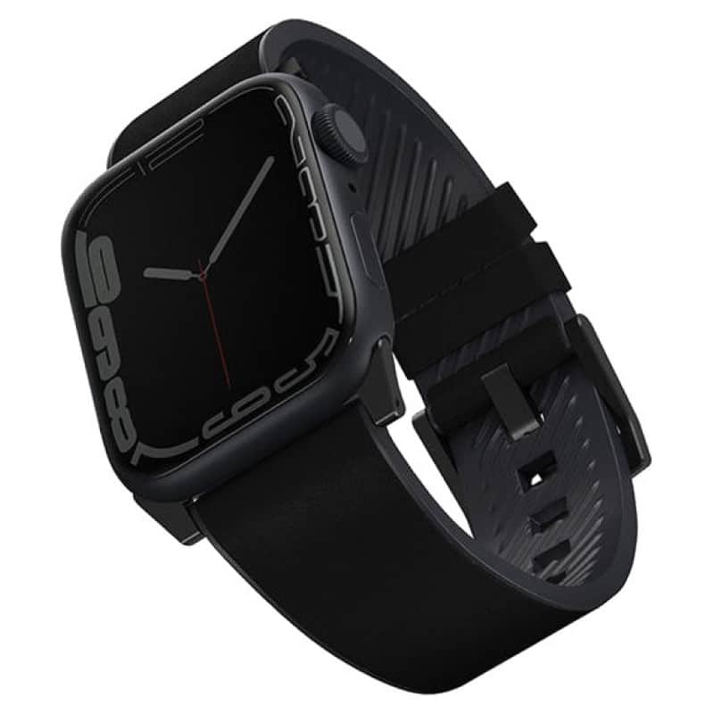Кожаный влагоустойчивый ремешок Uniq Straden для Apple Watch 44-49 мм Черный