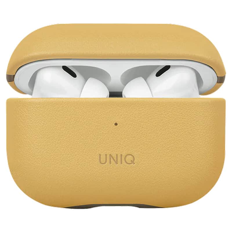Кожаный чехол Uniq Lyden DS для AirPods Pro 2 Желтый/Серый