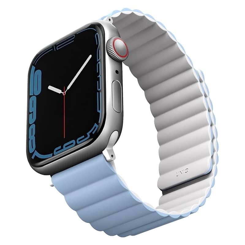 Силиконовый ремешок Uniq Revix для Apple Watch 44-49 мм Белый/Голубой