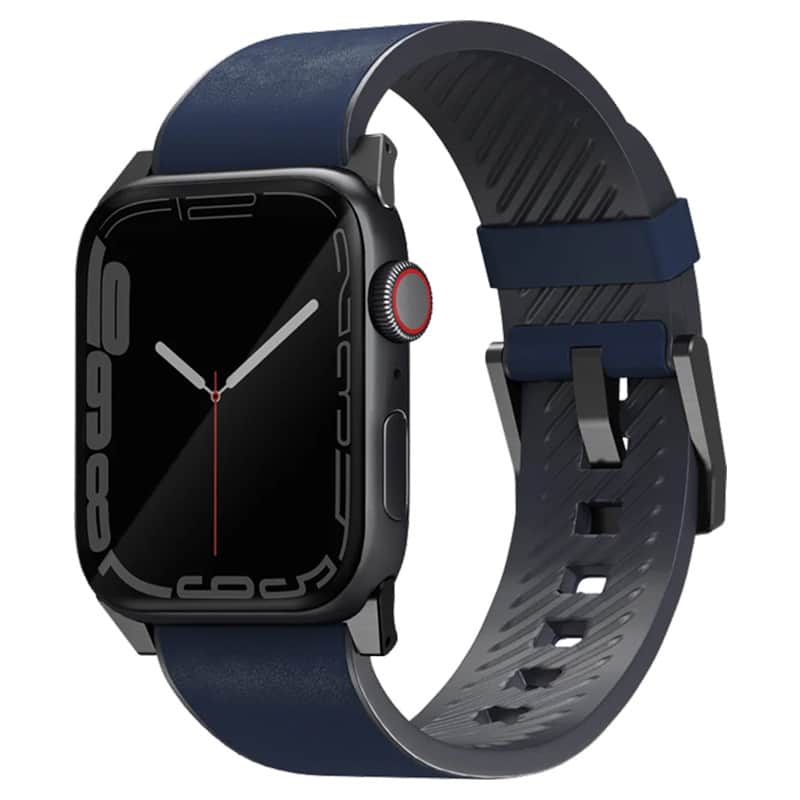 Кожаный влагоустойчивый ремешок Uniq Straden для Apple Watch 44-49 мм Синий